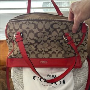 Coach Brown and Red Shoulder Bag